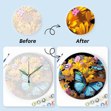 Carica l&#39;immagine nel visualizzatore di Gallery, Orologio da Dipingere con i Numeri - Farfalle e Fiori