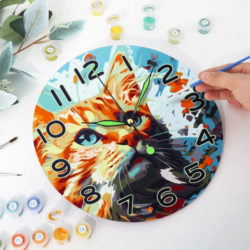 Orologio da Dipingere con i Numeri - Gatto Curioso Figured'Art