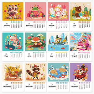 Calendario Dipingere con i numeri 2025 - Animali carini