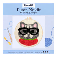 Carica l'immagine nel visualizzatore di Gallery, Punch Needle Kit Gatto nerd