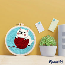 Carica l'immagine nel visualizzatore di Gallery, Punch Needle Kit Gatto con gomitolo di lana