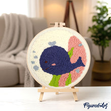Carica l'immagine nel visualizzatore di Gallery, Punch Needle Kit Balena blu sorridente