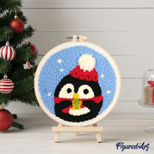 Carica l&#39;immagine nel visualizzatore di Gallery, Punch Needle Kit Pinguino di Babbo Natale