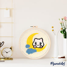 Carica l'immagine nel visualizzatore di Gallery, Punch Needle Kit Gatto sulla luna