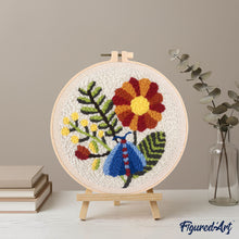 Carica l'immagine nel visualizzatore di Gallery, Punch Needle Kit Falena blu e fiori