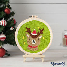 Carica l&#39;immagine nel visualizzatore di Gallery, Punch Needle Kit Renna di Babbo Natale