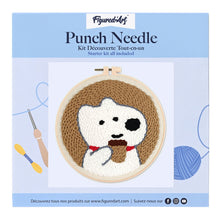 Carica l'immagine nel visualizzatore di Gallery, Punch Needle Kit Cane bianco e caffè