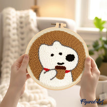 Carica l'immagine nel visualizzatore di Gallery, Punch Needle Kit Cane bianco e caffè