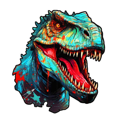 Puzzle 2D in legno - Dinosauro Ciano