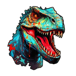 Puzzle 2D in legno - Dinosauro Ciano