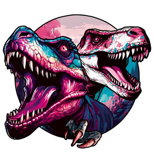 Puzzle 2D in legno - Dinosauri Gemelli Rosa