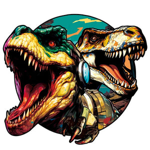 Puzzle 2D in legno - Dinosauri Hipster Gemelli