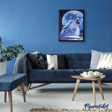 Carica l'immagine nel visualizzatore di Gallery, Diamond Painting - Lupo Che Ulula Alla Luna Piena
