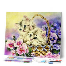 Carica l'immagine nel visualizzatore di Gallery, Diamond Painting - Due Gatti Con Fiori