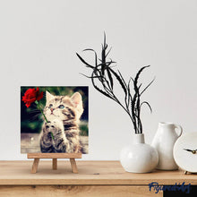 Carica l'immagine nel visualizzatore di Gallery, Diamond Painting - Gatto Con Rose
