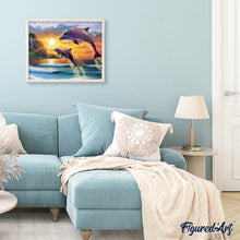 Carica l'immagine nel visualizzatore di Gallery, Diamond Painting - Delfini All'Alba