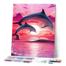 Carica l'immagine nel visualizzatore di Gallery, Diamond Painting - Delfini Al Tramonto