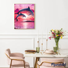 Carica l'immagine nel visualizzatore di Gallery, Diamond Painting - Delfini Al Tramonto