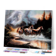 Carica l'immagine nel visualizzatore di Gallery, Diamond Painting - Spirito indiano e cavalli
