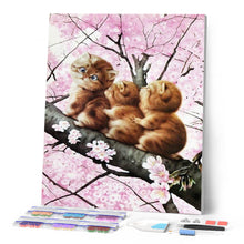 Carica l'immagine nel visualizzatore di Gallery, Diamond Painting - Tre Gattini Su Un Ramo