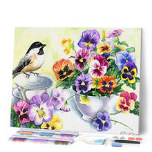 Carica l'immagine nel visualizzatore di Gallery, Diamond Painting - Primule e usignolo