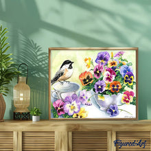 Carica l'immagine nel visualizzatore di Gallery, Diamond Painting - Primule e usignolo