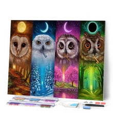 Carica l'immagine nel visualizzatore di Gallery, Diamond Painting - Gufi Multicolori