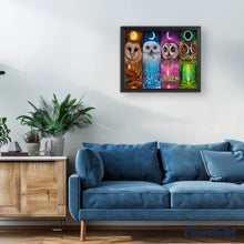 Carica l'immagine nel visualizzatore di Gallery, Diamond Painting - Gufi Multicolori