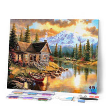 Carica l'immagine nel visualizzatore di Gallery, Diamond Painting - Casa di montagna sul fiume