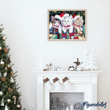 Carica l'immagine nel visualizzatore di Gallery, Diamond Painting - Tre Gattini Di Natale