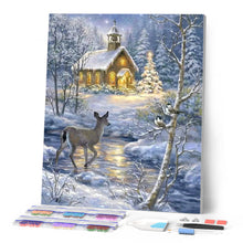 Carica l'immagine nel visualizzatore di Gallery, Diamond Painting - Un cerbiatto che attraversa il fiume d'inverno