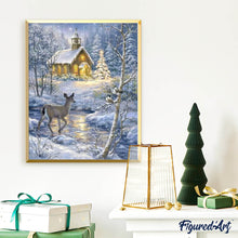 Carica l'immagine nel visualizzatore di Gallery, Diamond Painting - Un cerbiatto che attraversa il fiume d'inverno