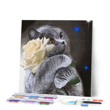 Carica l'immagine nel visualizzatore di Gallery, Diamond Painting - Gatto E Rosa Bianca