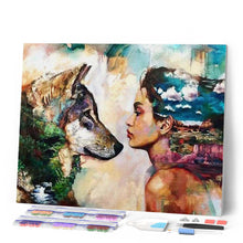 Carica l'immagine nel visualizzatore di Gallery, Diamond Painting - Giovane Donna E Lupo