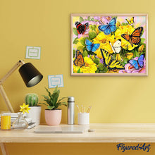 Carica l'immagine nel visualizzatore di Gallery, Diamond Painting - Farfalle E Fiori Gialli