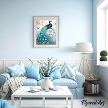 Carica l'immagine nel visualizzatore di Gallery, Diamond Painting - Pavone e fiori bianchi