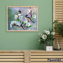 Carica l'immagine nel visualizzatore di Gallery, Diamond Painting - Uccellini E Fiori Bianchi