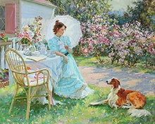 Carica l'immagine nel visualizzatore di Gallery, Diamond Painting - Donna e il suo cane in giardino