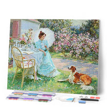 Carica l'immagine nel visualizzatore di Gallery, Diamond Painting - Donna e il suo cane in giardino