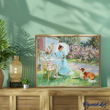 Carica l'immagine nel visualizzatore di Gallery, Diamond Painting - Donna e il suo cane in giardino