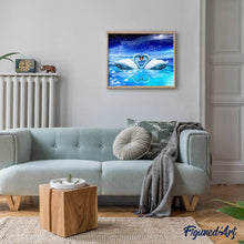 Carica l'immagine nel visualizzatore di Gallery, Diamond Painting - Coppia di Cigni sotto la Luna