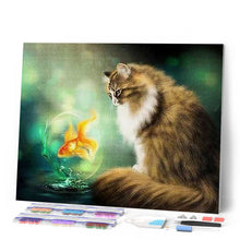 Carica l'immagine nel visualizzatore di Gallery, Diamond Painting - Gatto E Pesce Rosso