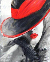 Carica l'immagine nel visualizzatore di Gallery, Diamond Painting - Donna Con Cappello Rosso