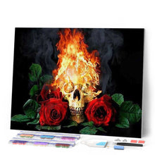 Carica l'immagine nel visualizzatore di Gallery, Diamond Painting - Teschio Di Fuoco E Rose