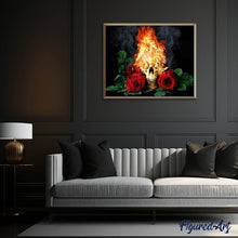Carica l'immagine nel visualizzatore di Gallery, Diamond Painting - Teschio Di Fuoco E Rose