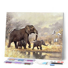 Carica l'immagine nel visualizzatore di Gallery, Diamond Painting - Famiglia Di Elefanti Nella Savana