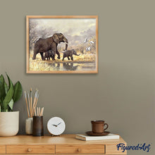 Carica l'immagine nel visualizzatore di Gallery, Diamond Painting - Famiglia Di Elefanti Nella Savana