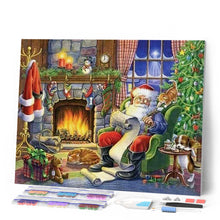 Carica l'immagine nel visualizzatore di Gallery, Diamond Painting - Babbo Natale Accanto Al Caminetto