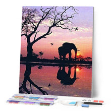 Carica l'immagine nel visualizzatore di Gallery, Diamond Painting - Elefante E Sole Al Tramonto