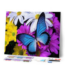 Carica l'immagine nel visualizzatore di Gallery, Diamond Painting - Farfalla Blu E Fiori